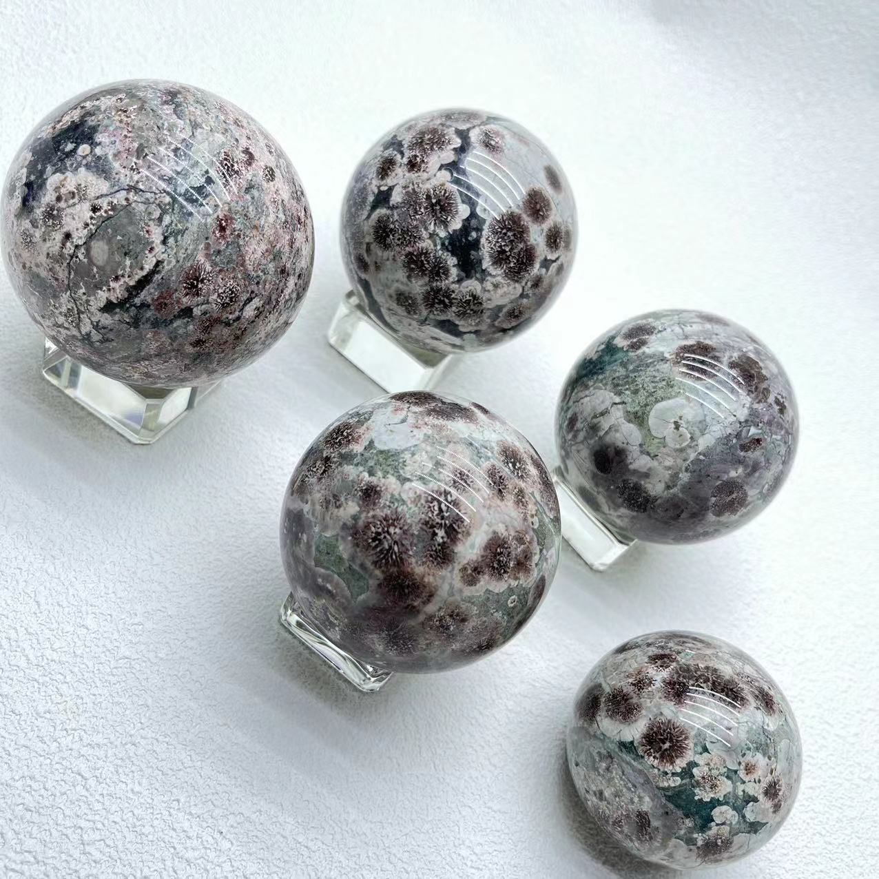 Green Flower Agate Sphere