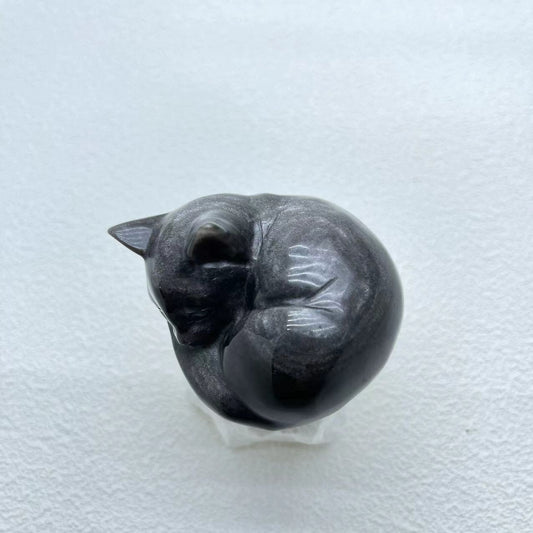 Sleeping Cat Sliver Obsidian Healing Crystal