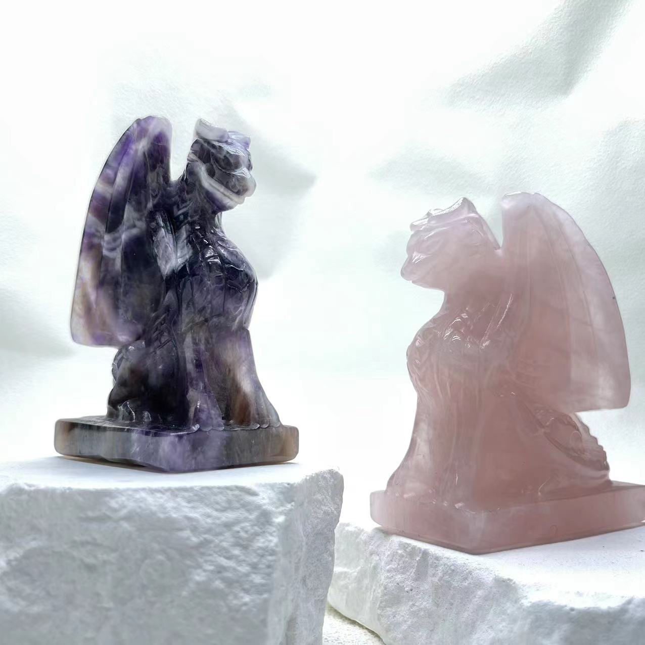 Flying Dragon Amethyst and Rose Quartz