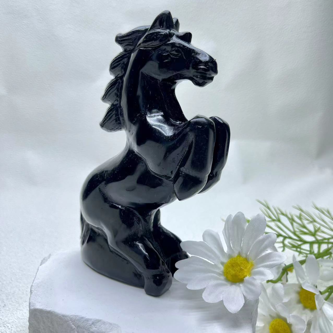 Obsidian Horse Carving