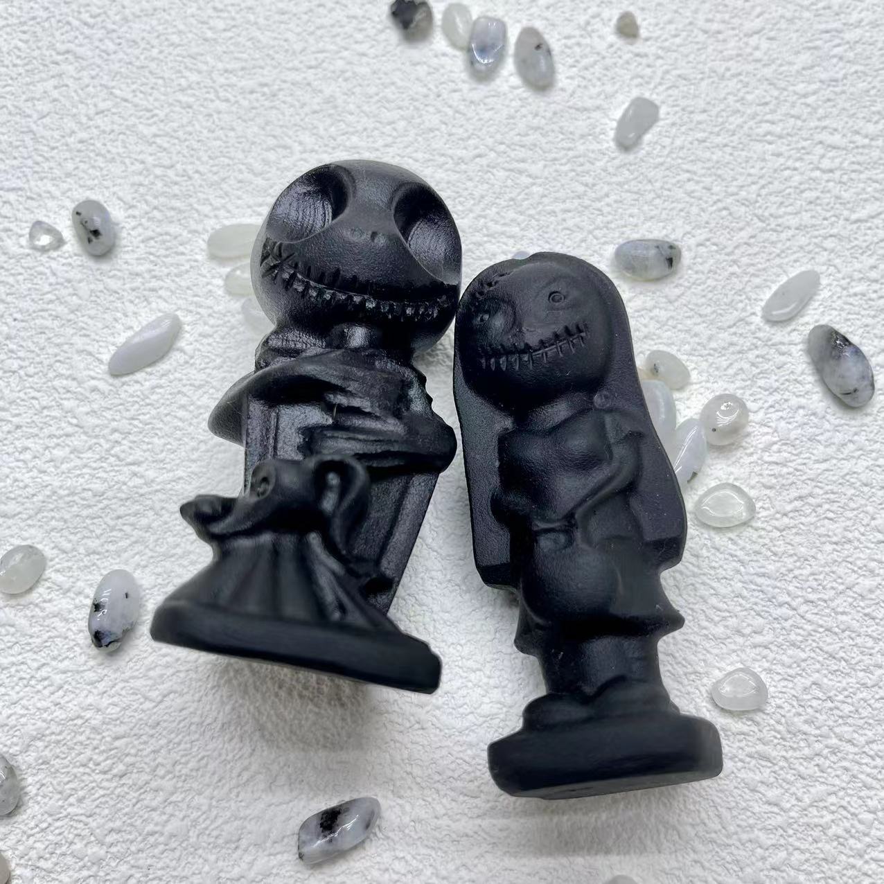 Jack & Sally Obsidian Carving