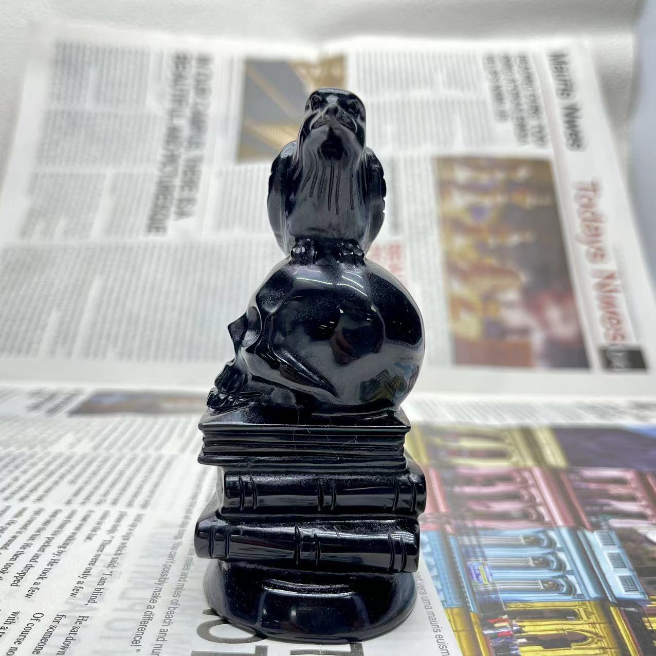 Crow Ghost Book Obsidian Carving