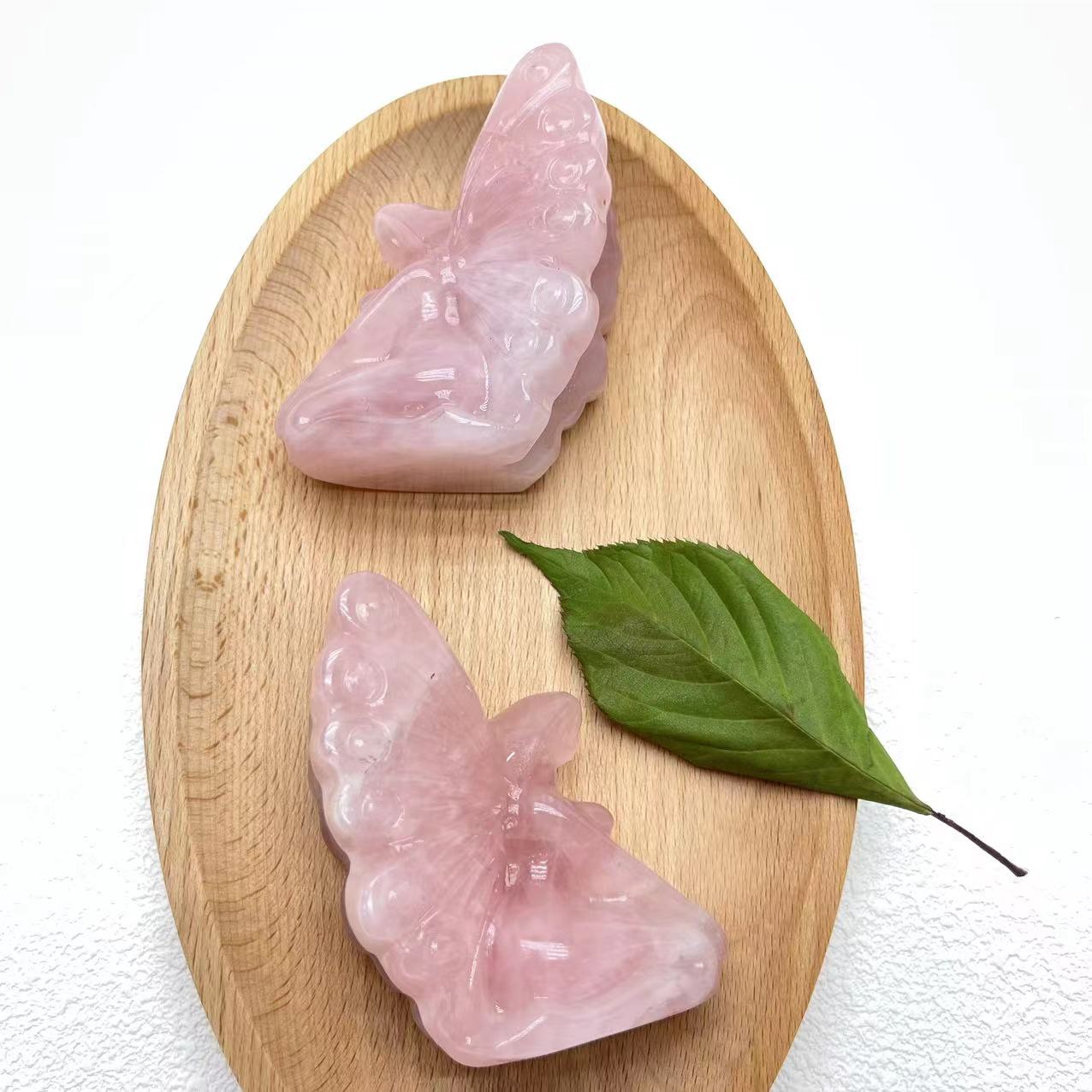 Rose Quartz Fairy crystal carving ,set of 1