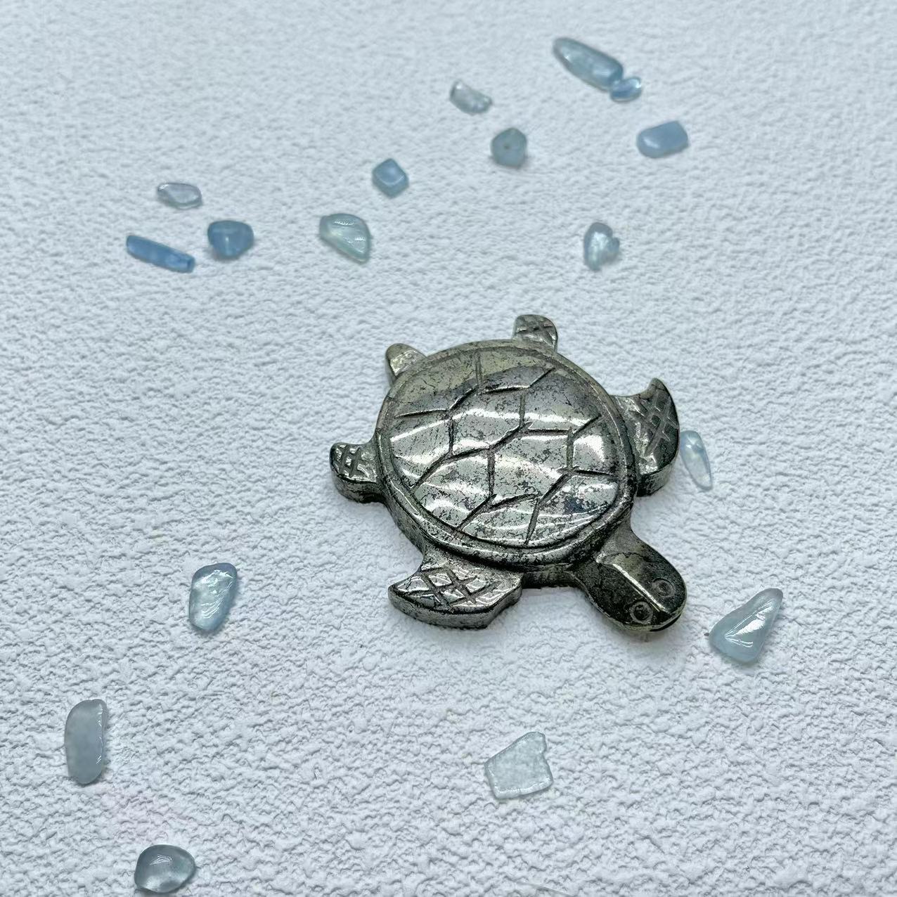 Pyrite Sea Turtle Carving ,set of 1