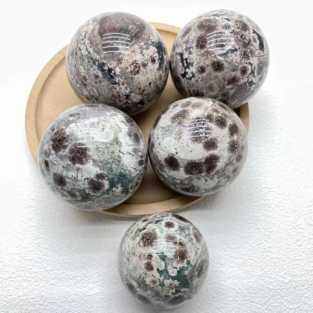 Green Flower Agate Sphere