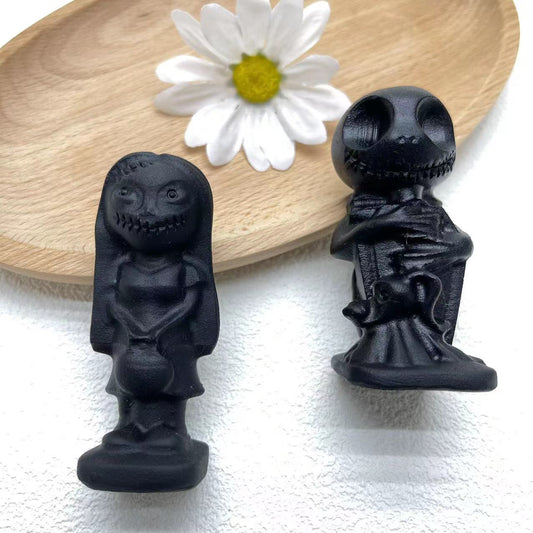 Jack & Sally Obsidian Carving