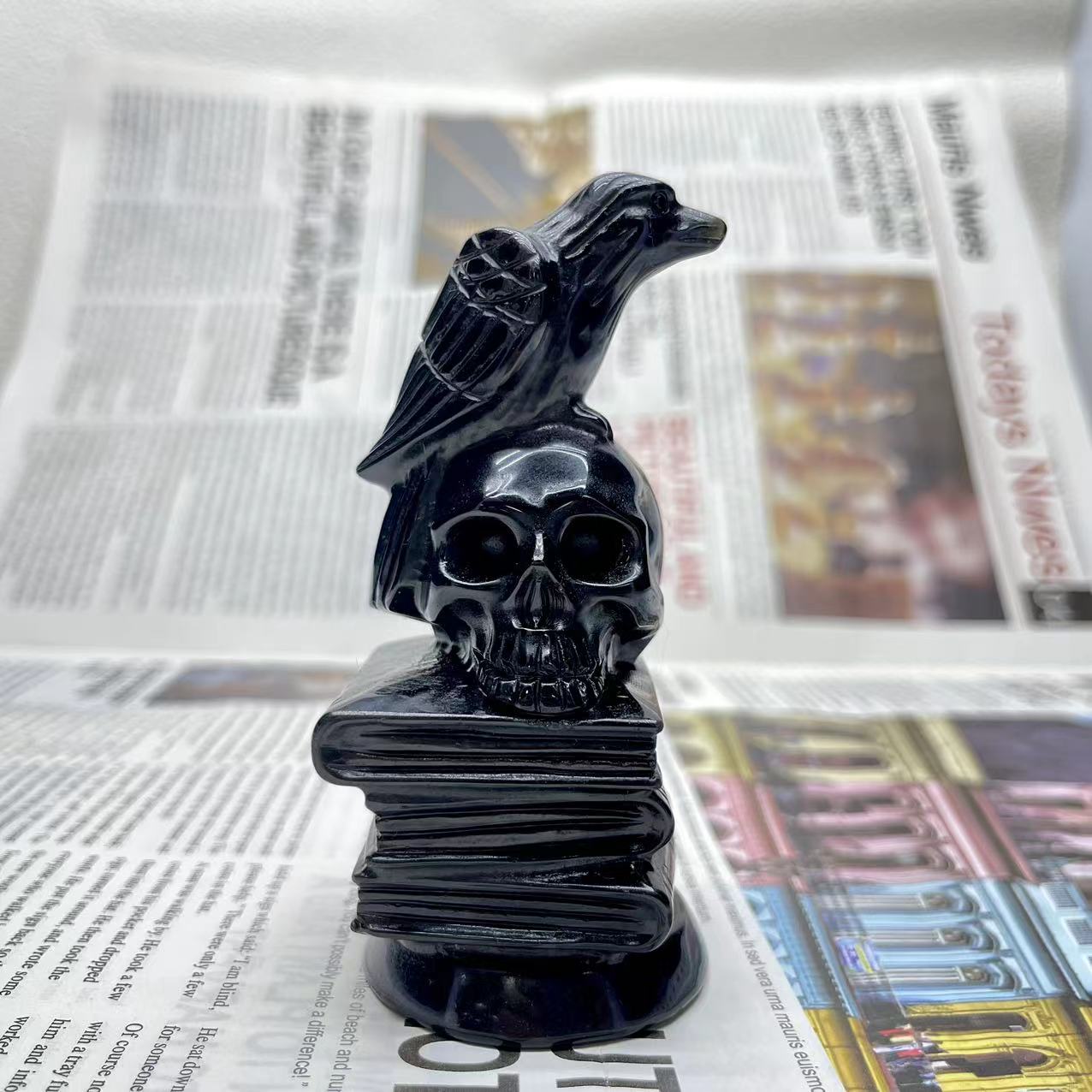 Crow Ghost Book Obsidian Carving