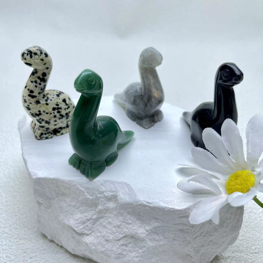 Dinosaur Carving,Green Aventurine,Dalmatian Jasper,Obsidian,Labradorite ,Set of 2