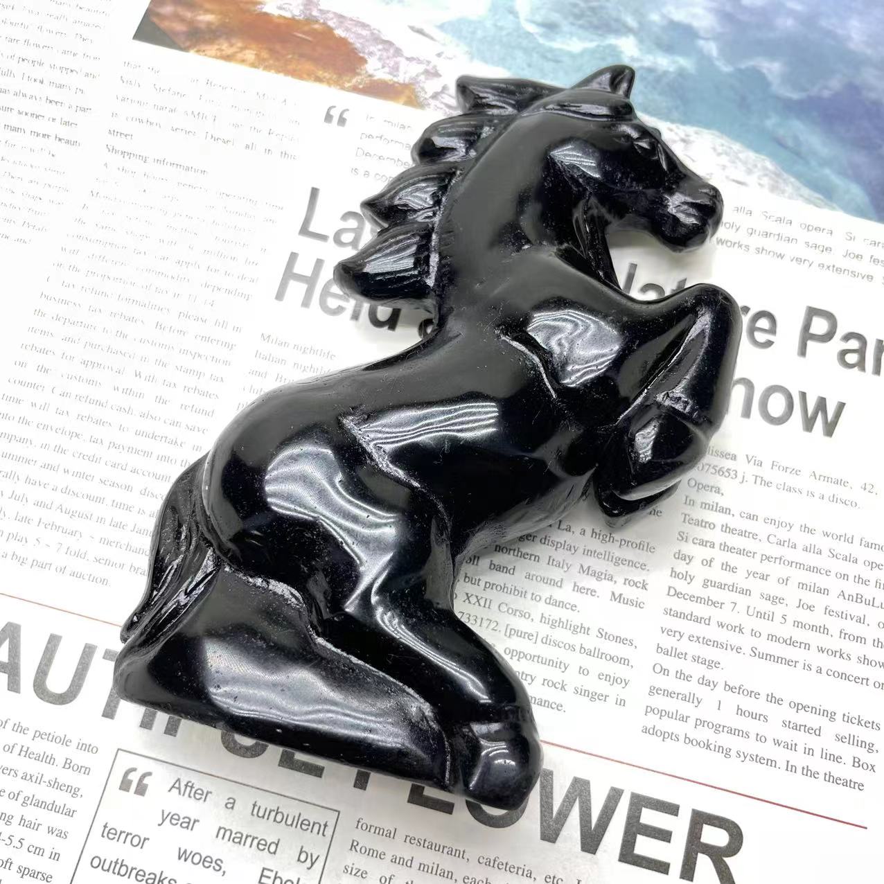 Obsidian Horse Carving