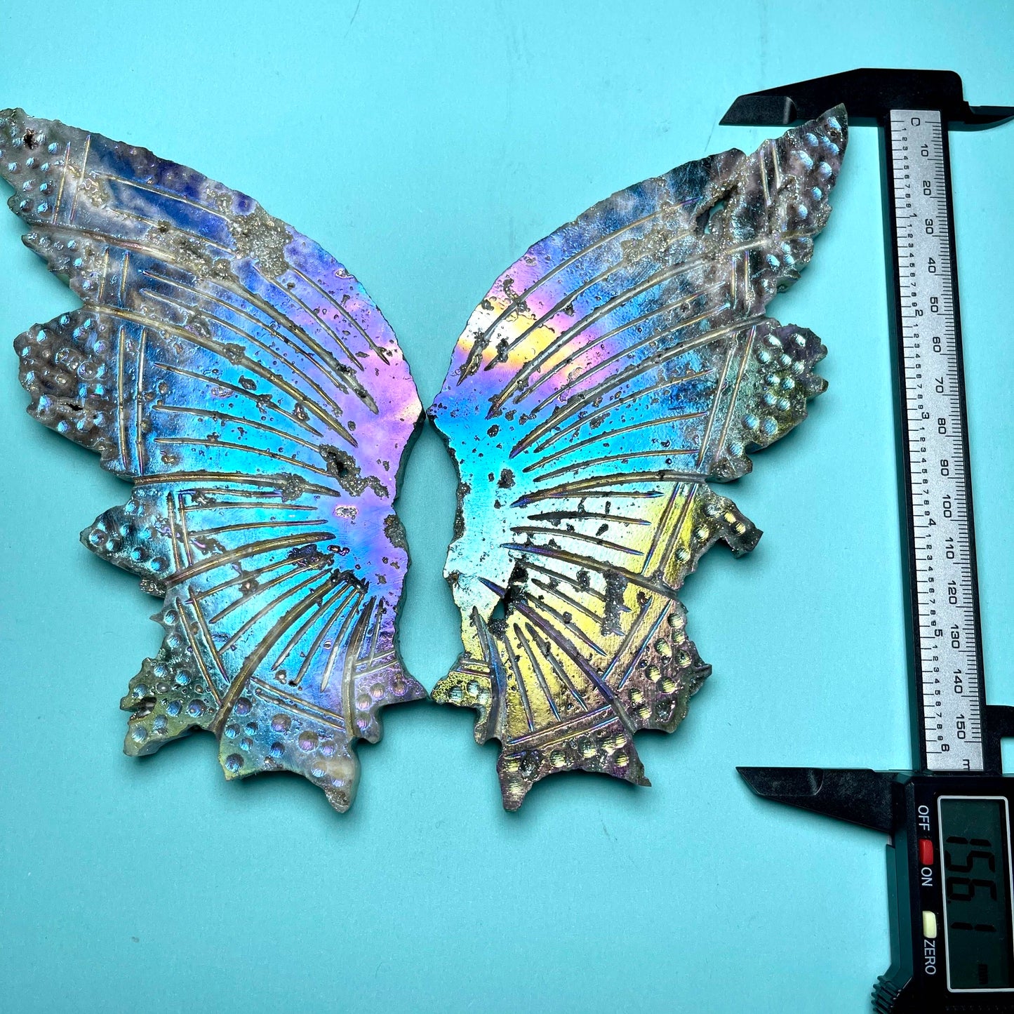 Sphalerite Wing Crystal Carving ,A pair of wing,Free Stand